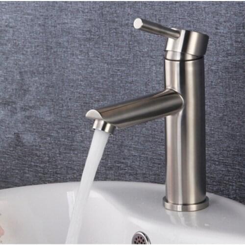 Basin Faucet Bathroom Sink Deck Mounted Silver Chrome Brushed Hot Cold Mixer Taps Stainless Steel Aerator Plate Overflow Nozzle