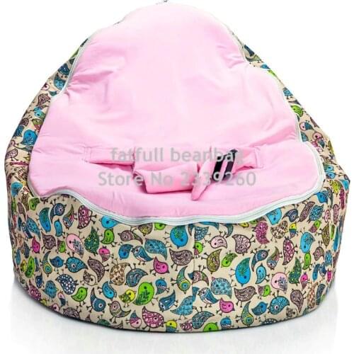 COVER ONLY, NO FILLINGS -PINK bird pattern baby bean bag toddlers beanbag chair