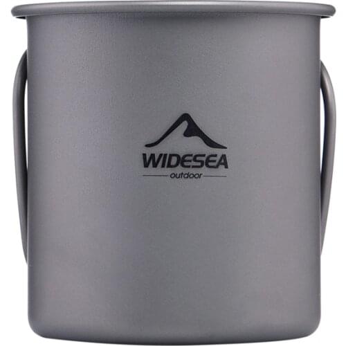 WIDESEA Ultralight Titanium Cup Outdoor Camping Picnic Water Cup Mug with Foldable Handle 300Ml