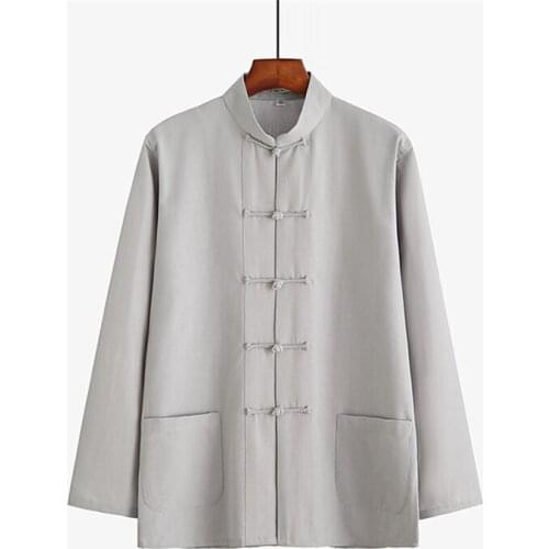 Tai Chi Uniform Plus Size 4XL Mens Cotton Jacket Traditional Chinese Tang Suit Coat Long Sleeve Kung Fu autumn new arrival