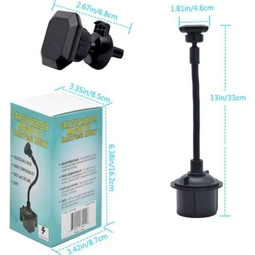Universal 2 Pcs Set Magnetic Car Cup Holder Long Arm Air Vent Mobile Phone Mount D08A