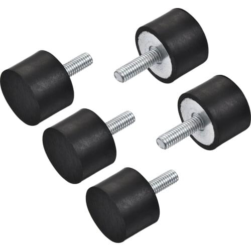 Uxcell M6 Rubber Mounts, 5pcs Male Thread Shock Absorber, for Motor Generator Compressor Garage Reverse Pump, D25mmxH17mm