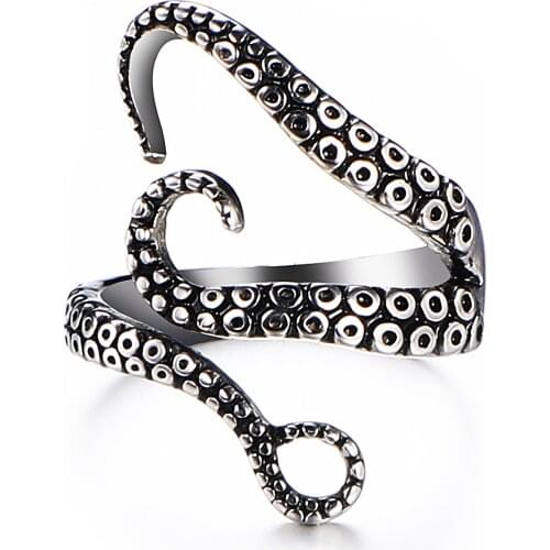 European and American titanium steel ring mens retro octopus claw opening stainless steel ring jewelry