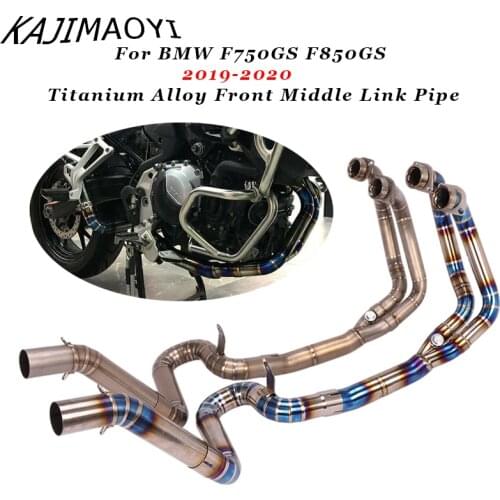 Motorcycle Exhaust Slip On For BMW F750GS F850GS 2019 2020 Modified Titanium Alloy Front Middle Link Pipe Catalyst Delete Pipe