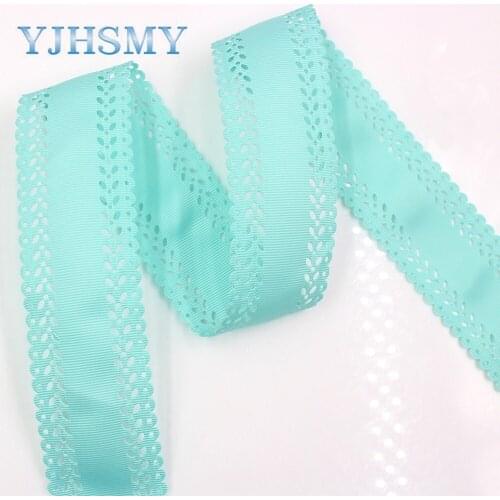 YJHSMY G-18701-576,10 yards, hot sale 45 mm hollow Flowers solid Grosgrain Ribbon,DIY handmade materials,Clothing accessories