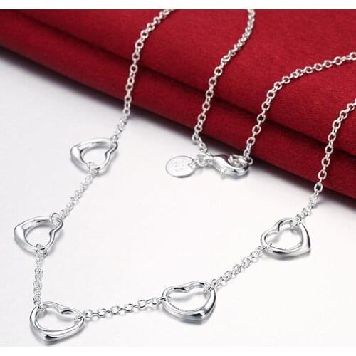 New Arrival Fashion 925 Silver Love and Heart Chain Link Necklaces for Women Jewelry High Quality