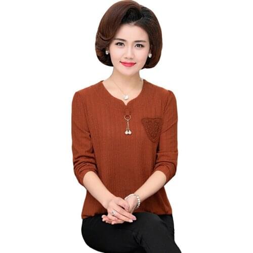 Plus Size 5XL Women T-Shirt Spring Long-Sleeve Bottoming Shirt Pullover Casual Elegant Fashion New Thick Middle-Aged Female Top