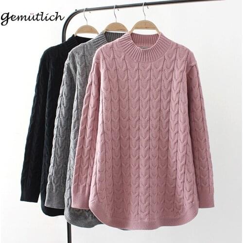 GEMUTLICH Plus Size Women Turtleneck Sweater Knitting Pullover Casual Knitwear Warm Loose Bottom Sweaters High Quality