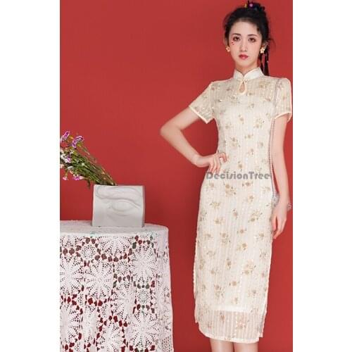 2021 sweet lady cheongsam vestidso women qipao lace bride wedding party dress gown elegant lady party dress oriental dress qipao