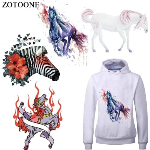 ZOTOONE Heat Transfer Iron Stickers Lovely Horse Clothes Patches for Kids Animal Patch DIY Accessory A-level Washable Appliques