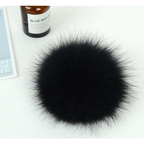 15cm DIY Genuine Real Raccoon Fur Pompom for Women Kids Beanie Hats Caps Big Size Natural Ball For Shoes Caps Bags F015-black