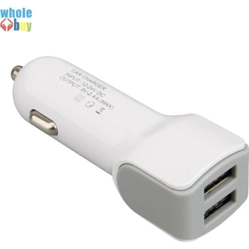 200pcs/lot car charger two USB quick charge vehicle-mounted mobile charger for iphone 5 5s 6 htc samsung