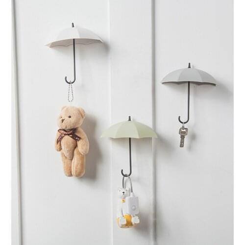 3 Pack Plain Color Cute Umbrella Hook Free Punching Door Rear Key Frame Home Seamless Hook Umbrella Hook