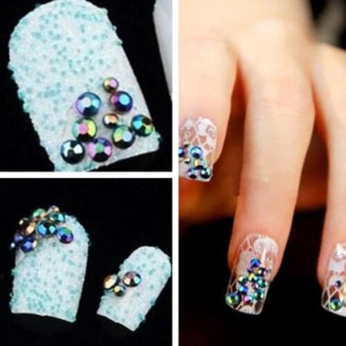 300Pcs/Wheel 3D Nail Art Tips Glitter Rhinestone Decoration DIY Manicure Round bead Box Package