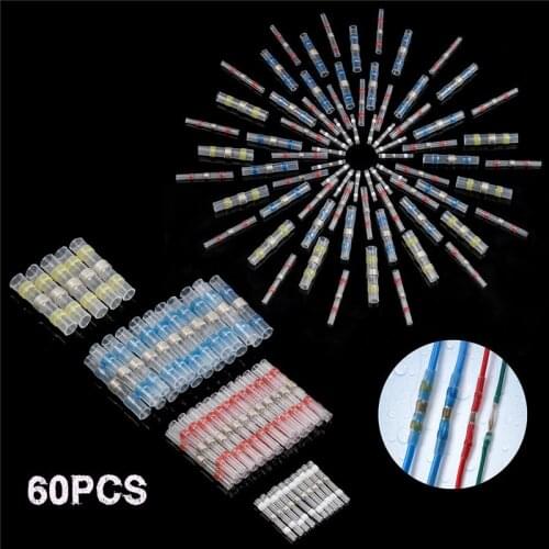 60PCS Mix Heat Shrink Butt Connectors Soldering Sleeve Waterproof Solder Seal Electrical Cable Terminal Wire Connector Kit