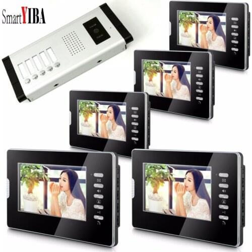 SmartYIBA 7''Inch Monitor Wired Door Bell Video Intercom Door Phone Door Visual Phone System Outdoor Camera For 5 Apartment