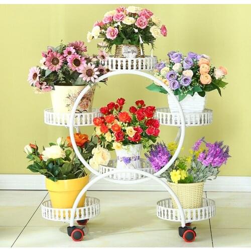 8000 Iron flower stand multi-layer flower shelf indoor space space green loll balcony rack living room with wheel pot rack