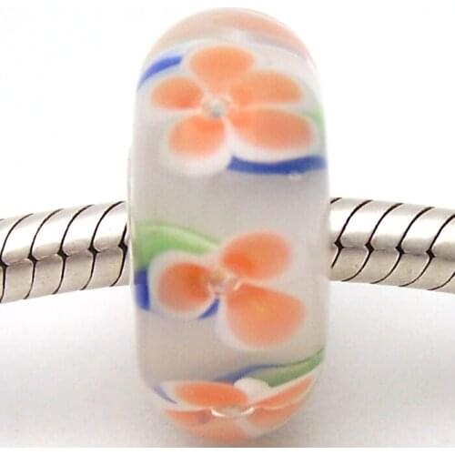 JG1888 100% S925 Sterling Silver Beads Murano Glass beads Fit European Charms Bracelet charms diy jewelry Lampwork GlassBeads