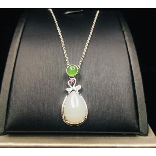 Boutique Fashion Swan Necklace S925 Silver Inlaid Hetian Jade Pendant, Designed for Women Jewelry Gifts