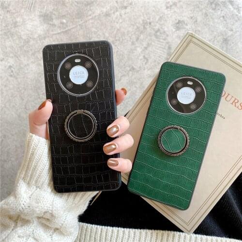 Crocodile Pattern Phone Case for Huawei Mate 40 Pro 20 P30 Lite Nova 8 7 6 SE Y9 Prime 2019 Coque Ring Holder Stand Back Cover
