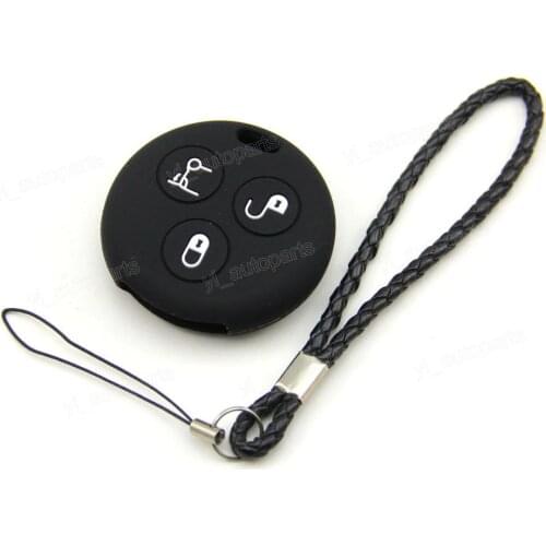 Black Silicone Case Cover Fit For Mercedes Benz Smart Fit Fortwo 450 Remote Key 3 ButtonFit For PG913N
