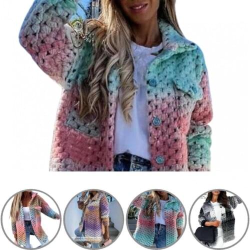 Elegant Stylish Colorful Print Pockets Coat Autumn Winter Autumn Jacket Printed for Gathering