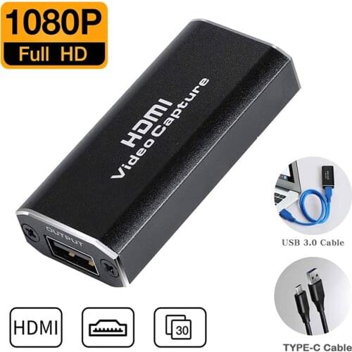 HDMI to USB 3.0 Record Audio Video Capture Cards for DLSR Action Cam PC PS4 Gaming Streaming Live Broadcasting Teaching