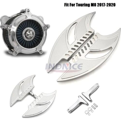 Chromed Air cleaner Filter Driver Passenger Floorboards Fit For harley touring FLHX FLHT FLHR FLTR 2018-2020 Softail fatboy slim