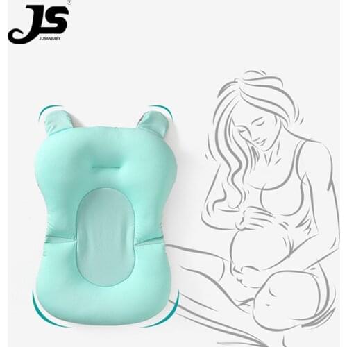JusanbabyShower Bath Tub Pad Non-Slip Bathtub Seat Support Mat Newborn Safety Security Bath Support Cushion Foldable Soft Pillow