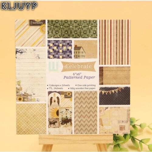KLJUYP 24 Sheets Celebrate Scrapbooking Pads Paper Origami Art Background Paper Card Making DIY Scrapbook Paper Craft