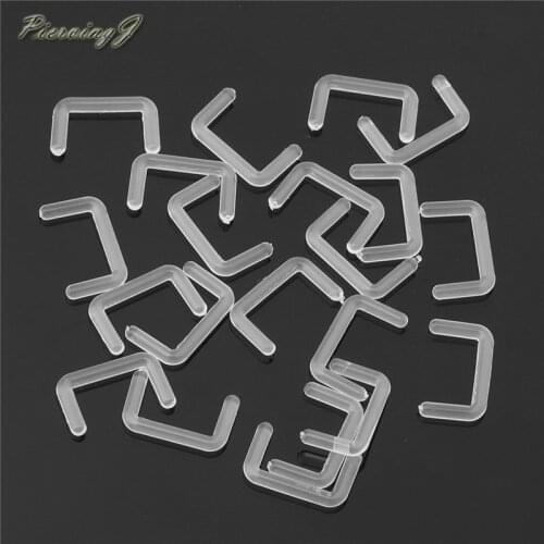 PiercingJ 20pcs 14G 16G Clear Bioflex Septum Rings Retainers Flexible Acrylic Nose Ring Retainer U-Shaped Piercing Jewelry