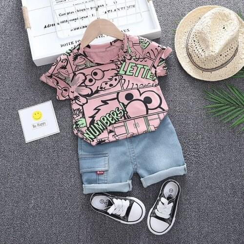 Summer Baby Boy Clothing Set Cartoon Bear Boys Girl Clothes 1 2 3 4 Years Kids Set All-match Short Sleeve T-shirt + Short Pants