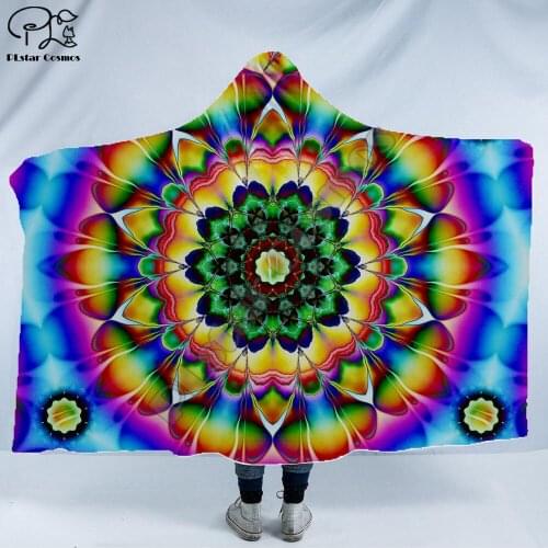Cool Psychedelic Graffiti Character Hooded Blanket Adult colorful child Sherpa Fleece Wearable Blanket Microfiber Bedding c-008