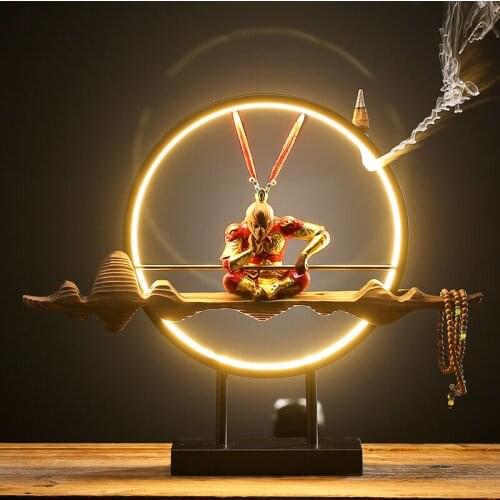 Chinese Zen Layout Living Room Sun Wukong Backflow Incense Burner Desktop Decoration Home Accessories