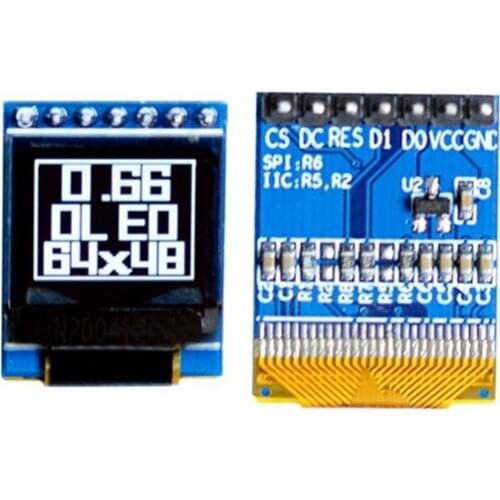 Maithoga 0.66 inch 7PIN SPI White/Blue OLED Screen with Adapter Board SSD1306 Drive IC 64*48