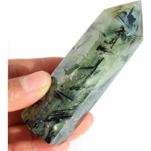 MOKAGY 1pc 80MM-90MM Natural Quartz Point Reiki Gemstone Wands Healing Green Prehnite Crystal Tower Point for Gift