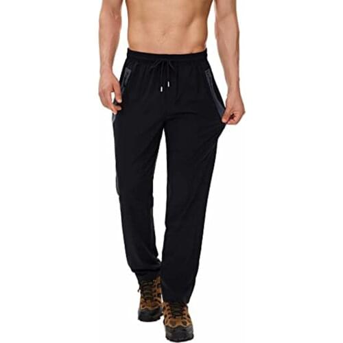 Mens Workout Jogging Athletic Pants With Zipper Pockets Open Bottom Hiking Loose Running Sweatpants For Men
