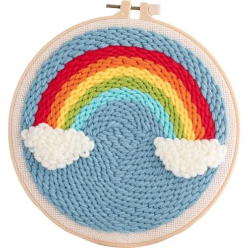 Handmade Embroidery Punch Needle Embroidery Kit With Instructions And Embroidery Frame Pattern For Adults Kids Material Package