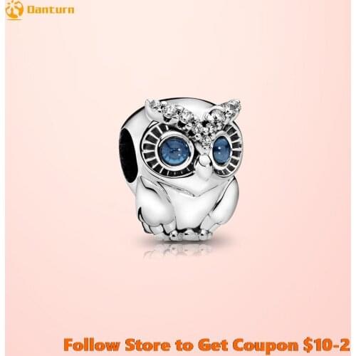 New 925 Sterling Silver Beads Cute Sparkling Owl Charms fit Original Pandora Bracelets Women DIY Jewelry