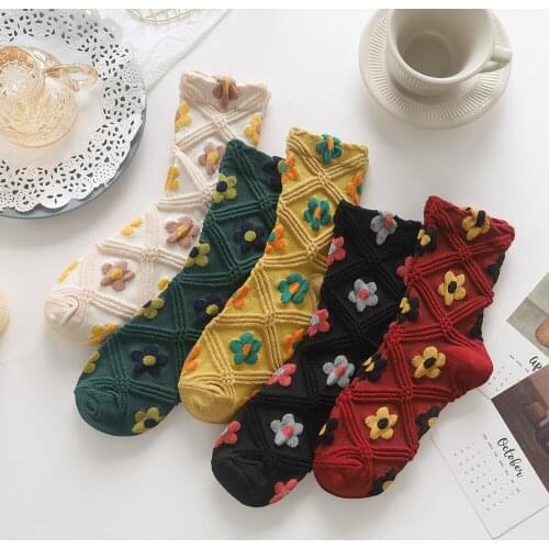 New Arrivals Cartoon Flower Women Socks Harajuku Kawaii Socks Streetwear Breathable Spring Autumn Casual Socks Harajuku Soks Sox