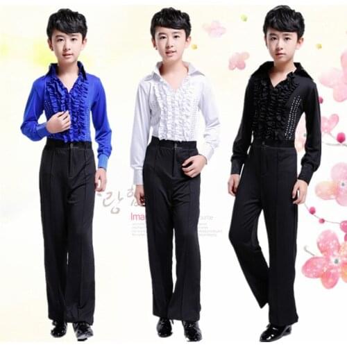 New Boy Latin ballroom costume children Latin Shirt suit Rumba Samba Dancewear Latin dance competition clothes