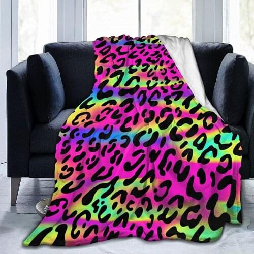 Blanket Neon Animal Leopard Spot Fleece Flannel Throw Blankets for Couch Bed Sofa Car,Cozy Soft Blanket Throw Queen King