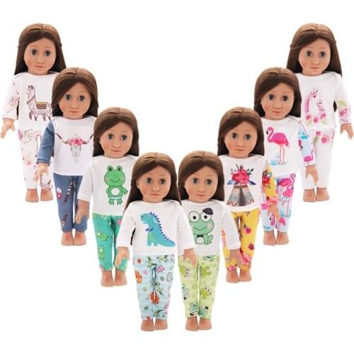 18 Inch Doll Clothes Simple Style Unicorn Alpaca Cactus Pattern For 43cm New Born Baby Doll Pants Dolls Accesories Toys For Girl