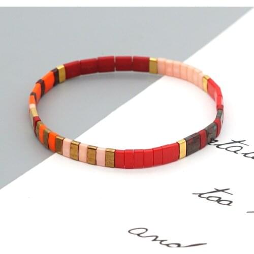 Color Matching Tila Rice Beads Small Bracelet Lovers Square Small Beaded Hand Jewelry Gift To Girlfriend Couple Bead Bracelet