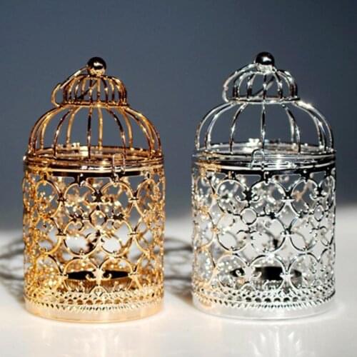 Hollow Hanging Bird Cage Candle Holder Candlestick Lantern Iron Vintage Wedding Home Decor Party Decoration