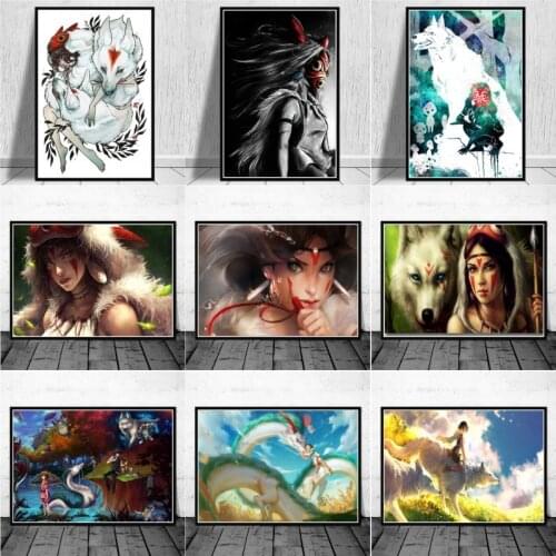 Princess Mononoke Studio Ghibli Anime Posters And Prints Canvas Painting Wall Pictures For Living Room Decoration Home Decor