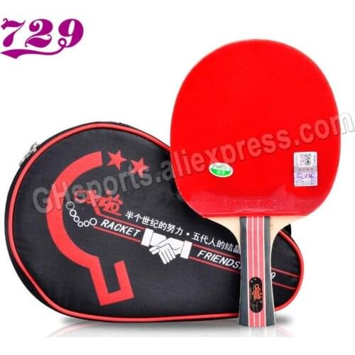 Friendship 729 Table Tennis Racket (Golden 2-Star, with Case) Paddle with Rubber & Bag Original 729 Golden 2 Star Ping Pong Bat