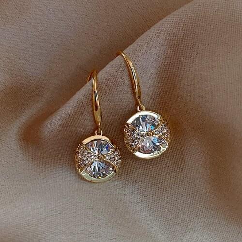 New Crystal Bow Drop Earrings Korean Women Zircon Earrings Luxury Jewelry Accessories Weddings Party Girl Gift 2020 Gold Color