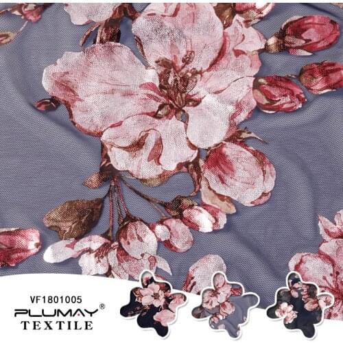 Mesh fabric flower design foil bronze 95%polyester 5% spandex