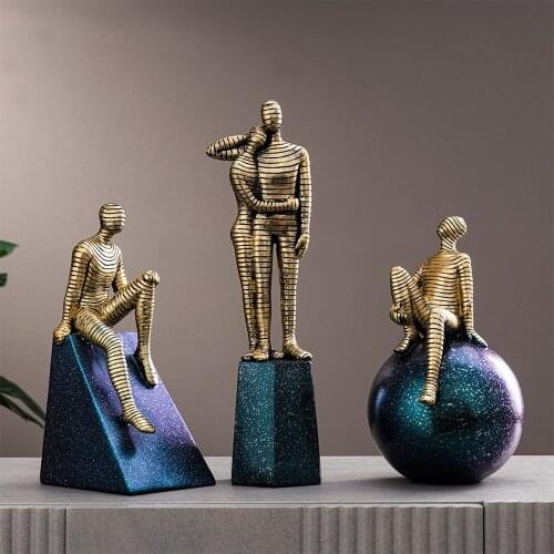 Modern Abstract Thinker Statue Resin Statue Home Decoration Reading Figurines Couple Statue Desktop Decor Handmade Crafts Gift
